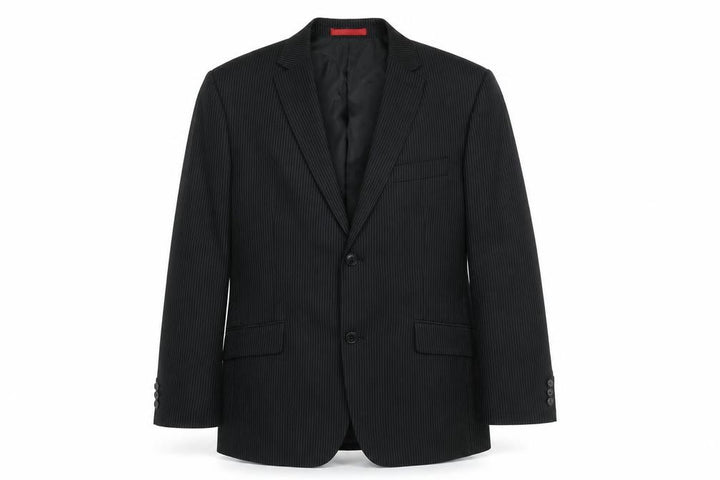 Burton Men’s Black Pinstripe 44R Regular Fit Suit Jacket