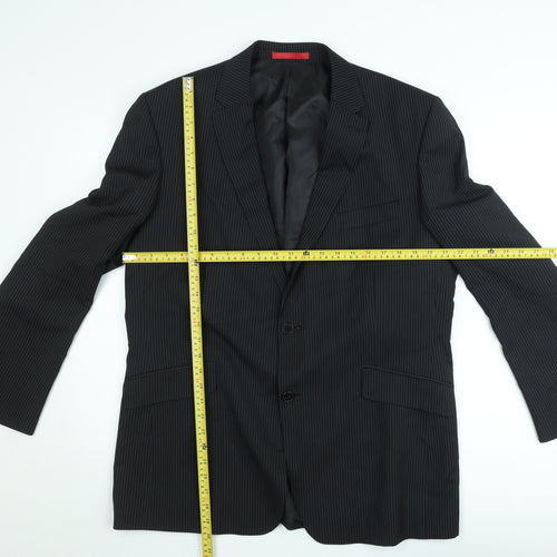 Burton Men’s Black Pinstripe 44R Regular Fit Suit Jacket