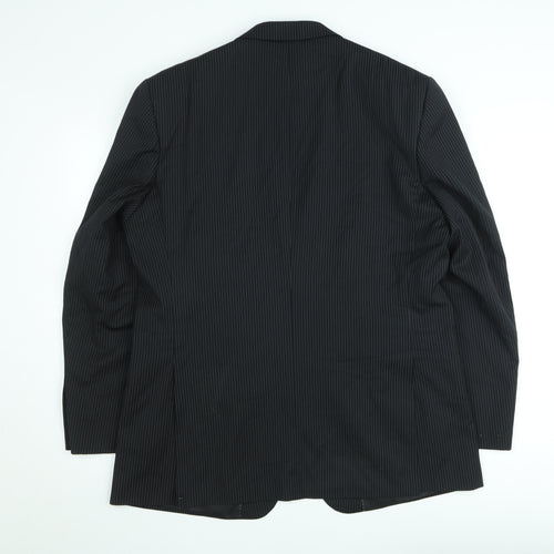 Burton Men’s Black Pinstripe 44R Regular Fit Suit Jacket