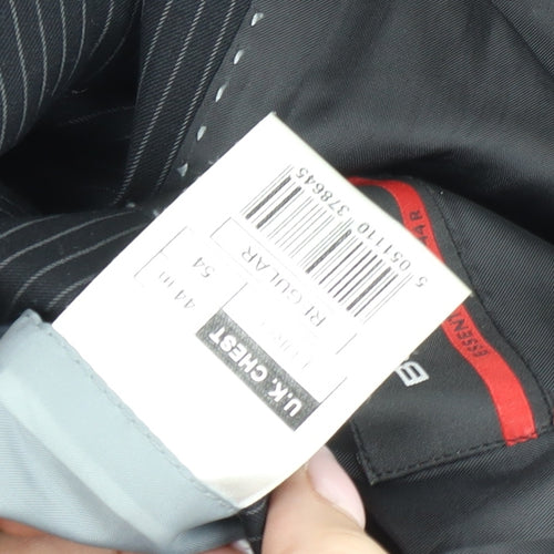 Burton Men’s Black Pinstripe 44R Regular Fit Suit Jacket