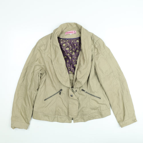 Anne Bonin Women Beige Size 14 Classic Twill Short Jacket