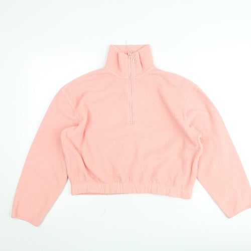 Weekday Women's Pink Fleece Half Zip Pullover Sweatshirt XS