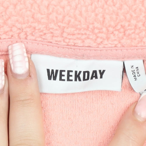 Weekday Women's Pink Fleece Half Zip Pullover Sweatshirt XS