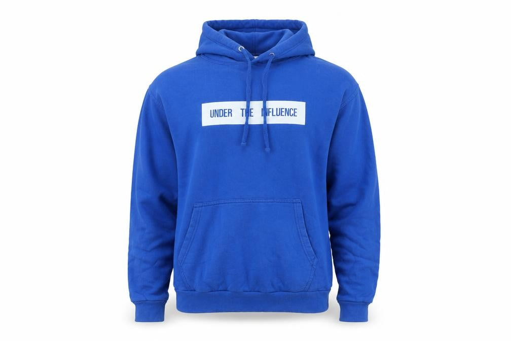 Front view of Stars & Stripes men’s blue pullover hoodie l graphic print cotton