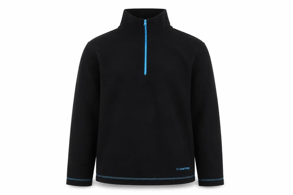 Front view of Campri Men's Black Fleece 1/4 Zip Pullover Sweatshirt M
