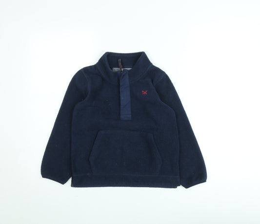 Crew Clothing Kids Boys Navy Fleece Jumper 7-8 Years Half Zip Warm Pullover