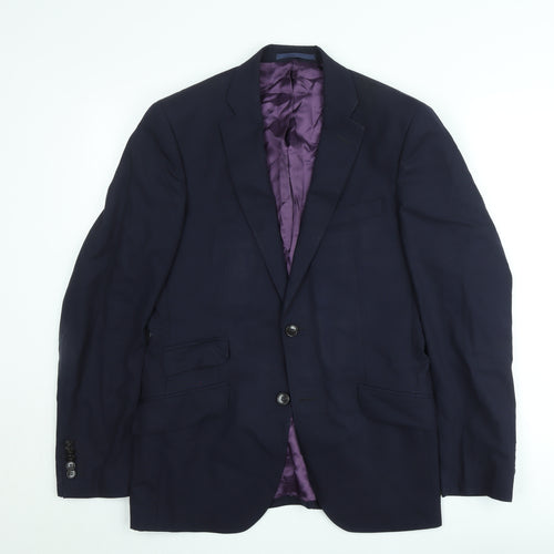 REDA Men's Blue 38R Wool Single-Breasted Blazer Jacket