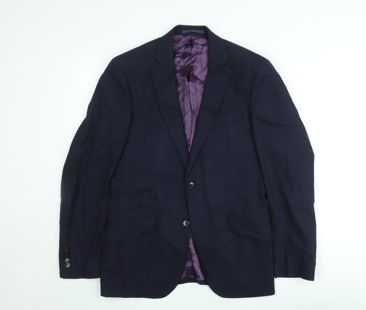 REDA Men's Blue 38R Wool Single-Breasted Blazer Jacket