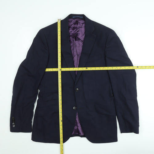 REDA Men's Blue 38R Wool Single-Breasted Blazer Jacket
