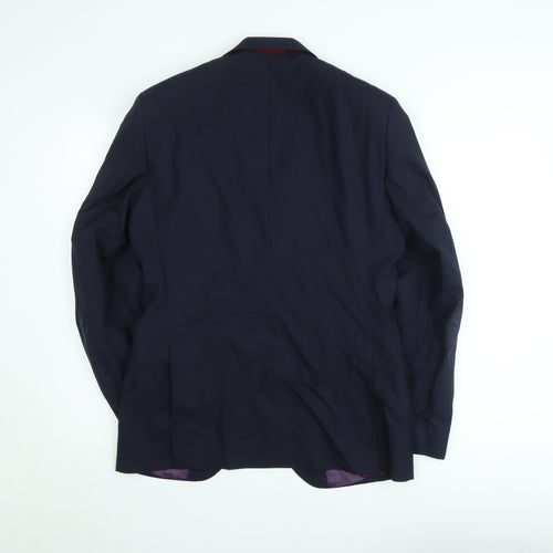 REDA Men's Blue 38R Wool Single-Breasted Blazer Jacket
