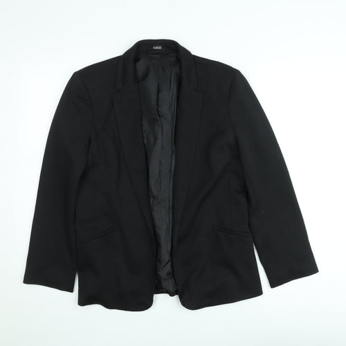 Oasis Women Black Size 12 Single-Breasted Notch Blazer Jacket
