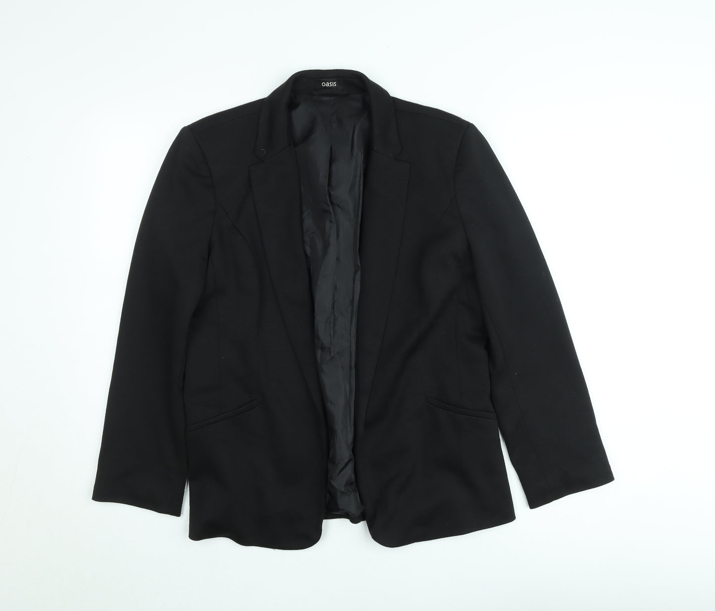 Oasis Women Black Size 12 Single-Breasted Notch Blazer Jacket