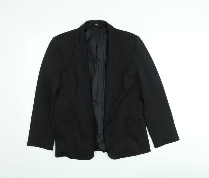 Oasis Women Black Size 12 Single-Breasted Notch Blazer Jacket