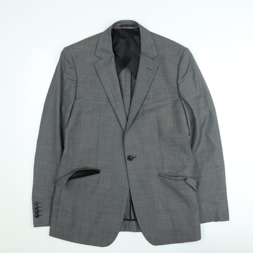 Reiss Men's Grey Check Wool Suit Jacket 36R Classic Formal