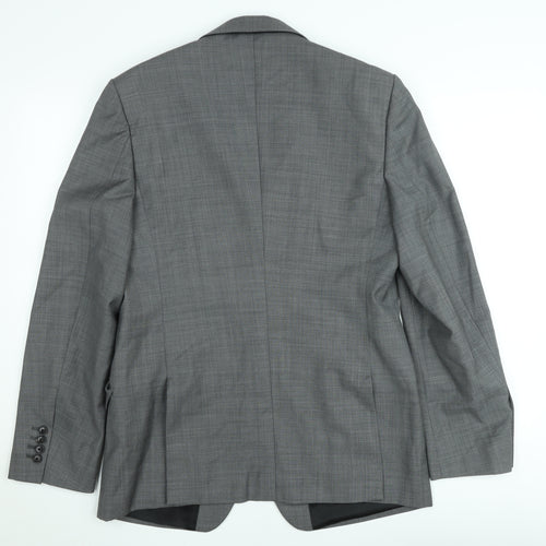 Reiss Men's Grey Check Wool Suit Jacket 36R Classic Formal