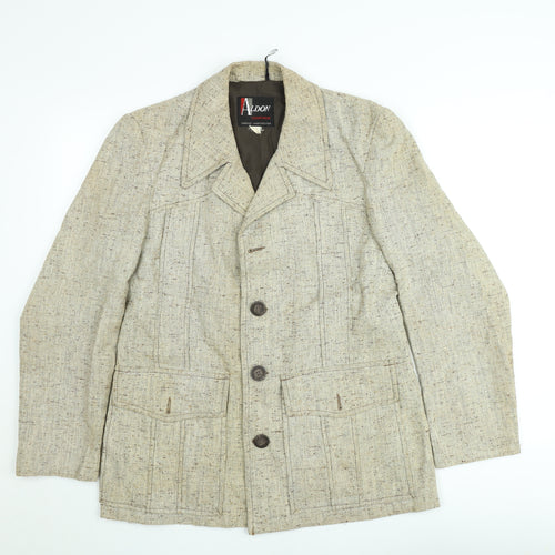 Aldon Womens Beige Wool Blend Tweed Single Breasted Blazer Jacket XL