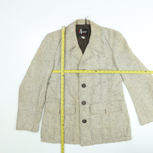 Aldon Womens Beige Wool Blend Tweed Single Breasted Blazer Jacket XL