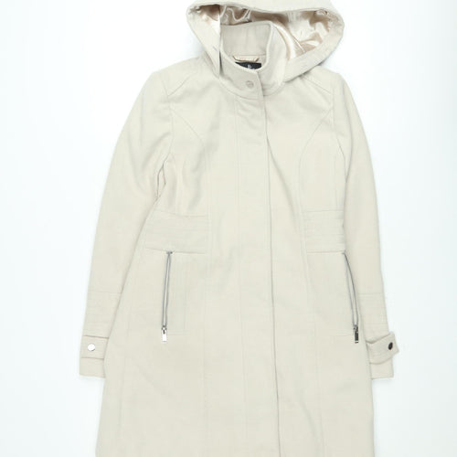 Wallis Women’s Beige Hooded Mid-Length Rain Coat Size 8