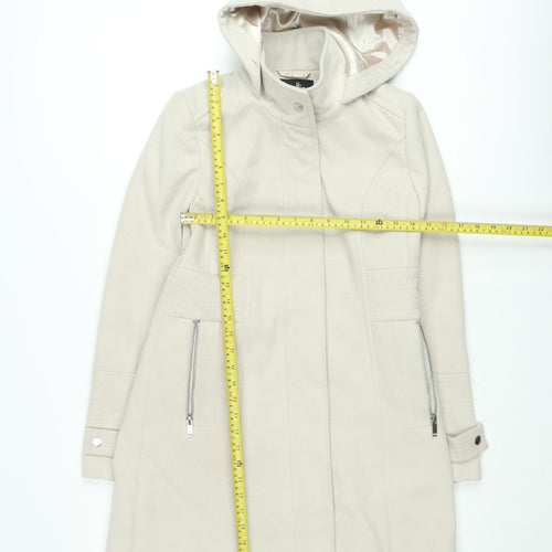 Wallis Women’s Beige Hooded Mid-Length Rain Coat Size 8