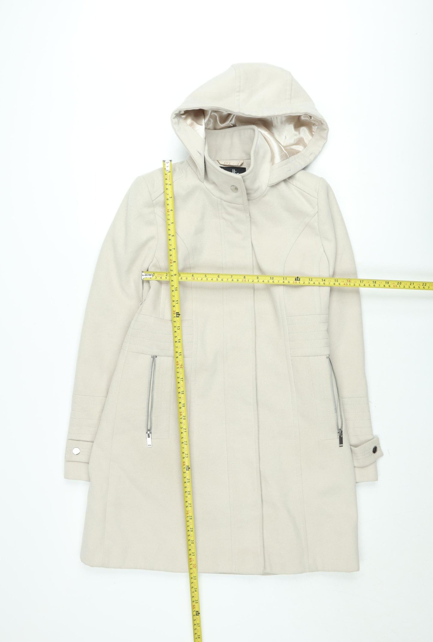 Wallis Women’s Beige Hooded Mid-Length Rain Coat Size 8