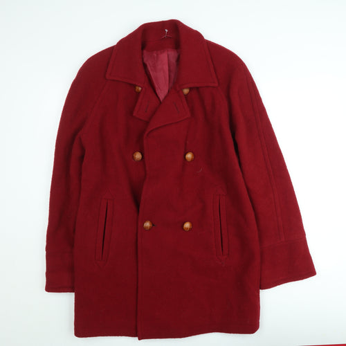 Definitions Women's Red Wool Pea Coat Size 12 Lined Classic Style