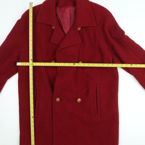 Definitions Women's Red Wool Pea Coat Size 12 Lined Classic Style