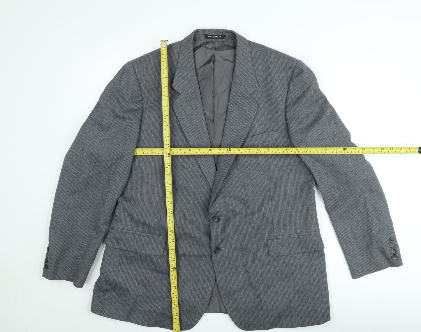 Marks and Spencer St Michael Men's Grey 44 Short Wool Blend Blazer Jacket