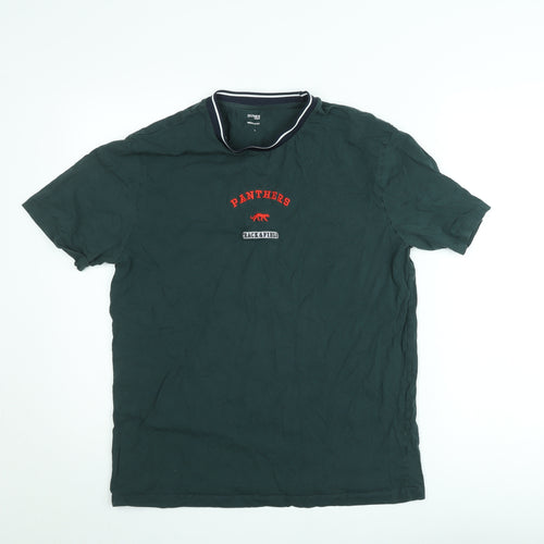Dunnes Stores Men's Green Panthers Regular Fit Cotton T-Shirt Size L