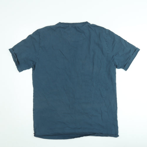 Diesel Men's Blue Logo Graphic Crew Neck Cotton T-Shirt Size L