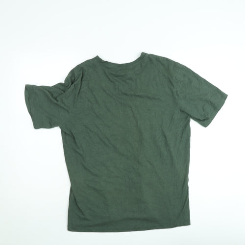 Jack & Jones Men's Green Crew Neck Graphic T-Shirt Size L