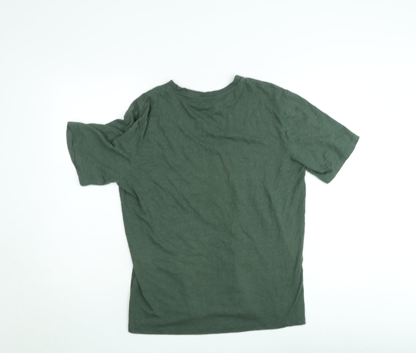 Jack & Jones Men's Green Crew Neck Graphic T-Shirt Size L