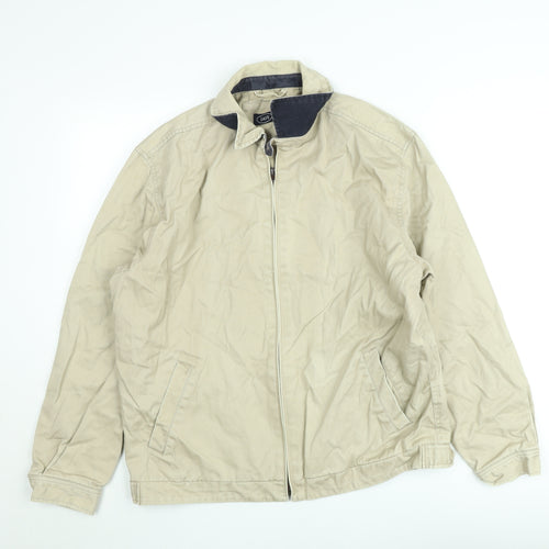 EASY Men's Beige Cotton Twill Full Zip Casual Jacket Size M