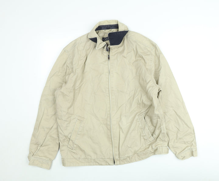 EASY Men's Beige Cotton Twill Full Zip Casual Jacket Size M
