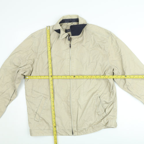 EASY Men's Beige Cotton Twill Full Zip Casual Jacket Size M
