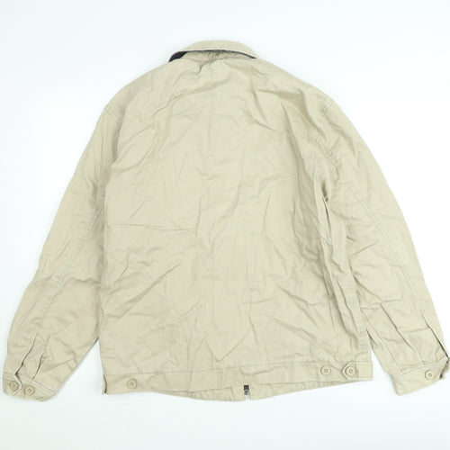 EASY Men's Beige Cotton Twill Full Zip Casual Jacket Size M