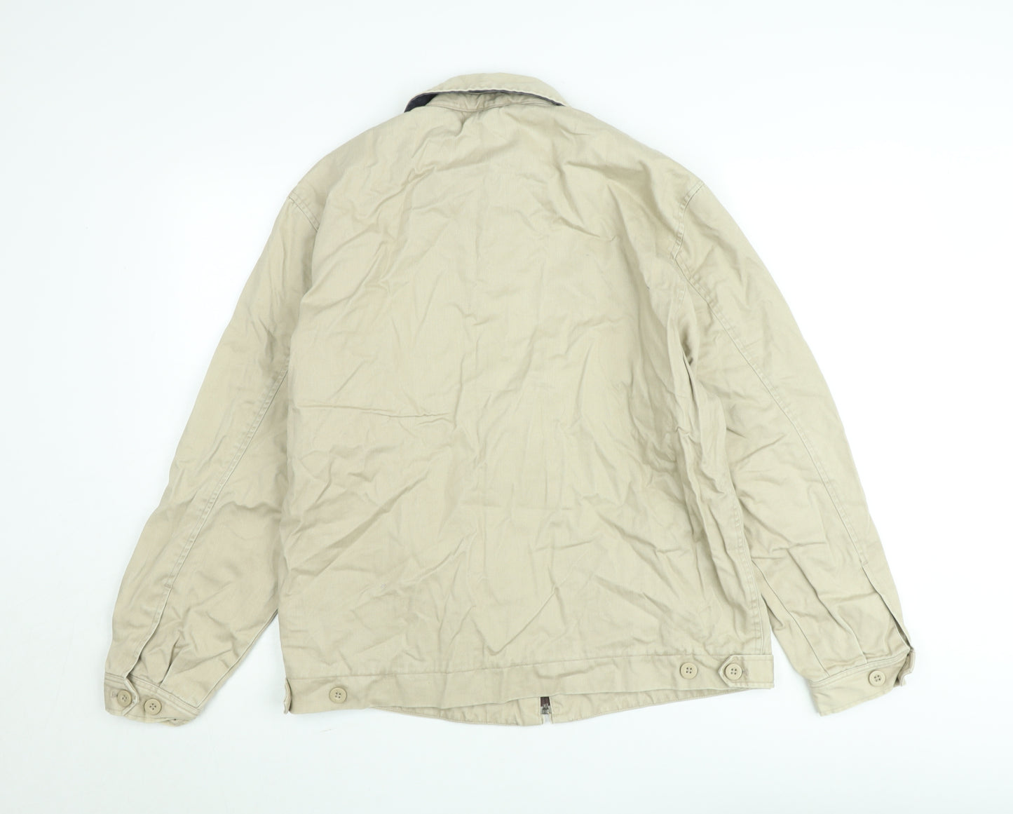 EASY Men's Beige Cotton Twill Full Zip Casual Jacket Size M