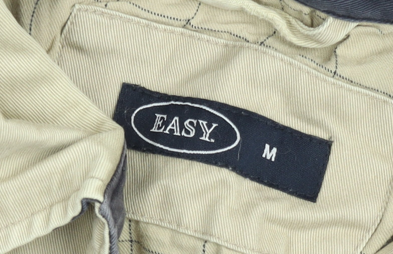 EASY Men's Beige Cotton Twill Full Zip Casual Jacket Size M