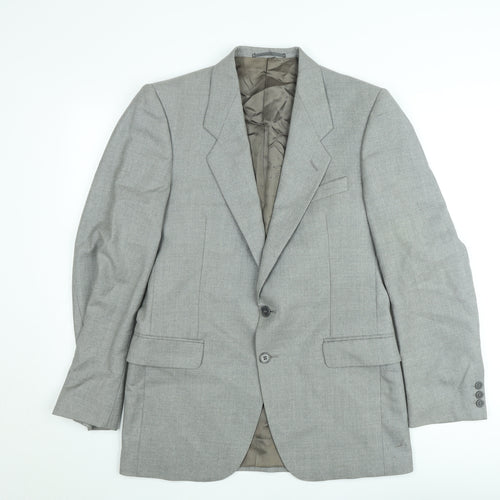 Jaeger Men's Grey Wool Single-Breasted Blazer 48R Classic Fit Jacket