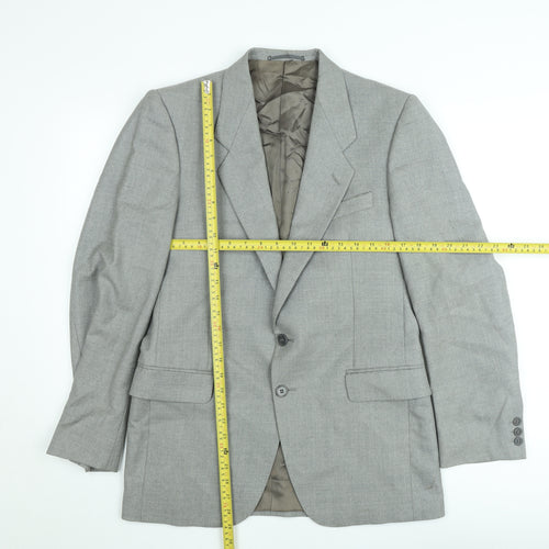 Jaeger Men's Grey Wool Single-Breasted Blazer 48R Classic Fit Jacket