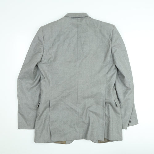 Jaeger Men's Grey Wool Single-Breasted Blazer 48R Classic Fit Jacket