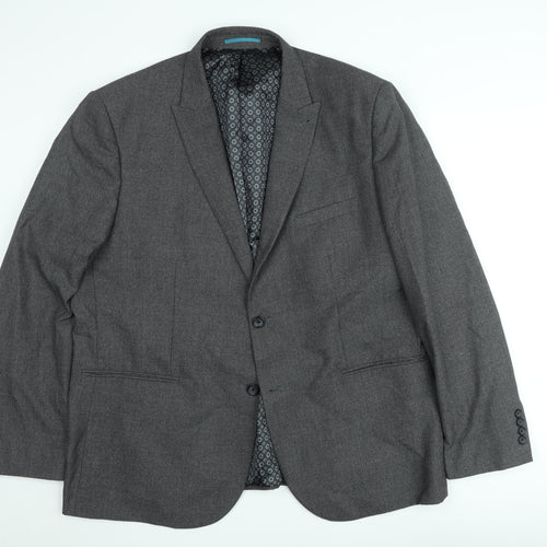 Next Men’s Grey Tailored Fit Blazer Jacket 46R Wool Blend