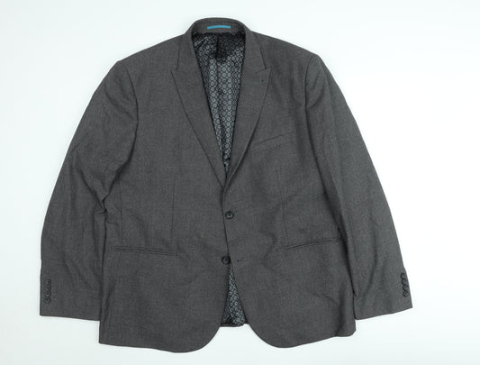 Front view of Next Men’s Grey Tailored Fit Blazer Jacket 46R Wool Blend