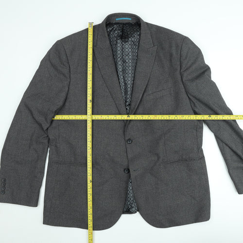 Next Men’s Grey Tailored Fit Blazer Jacket 46R Wool Blend