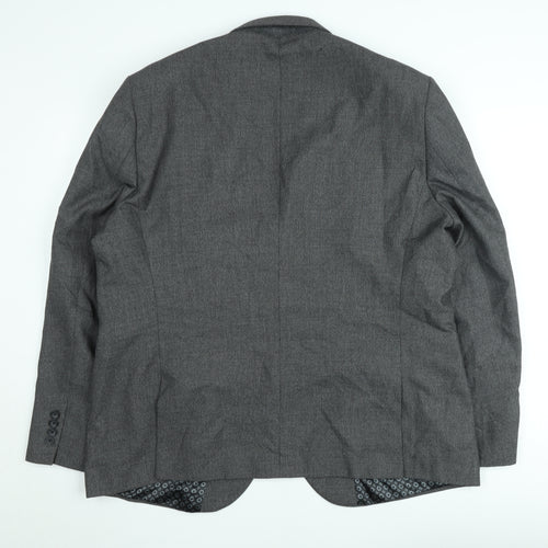 Next Men’s Grey Tailored Fit Blazer Jacket 46R Wool Blend