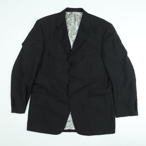 Allders Men's Black Wool Blend Classic Fit 40R Blazer Jacket