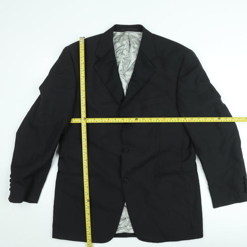 Allders Men's Black Wool Blend Classic Fit 40R Blazer Jacket