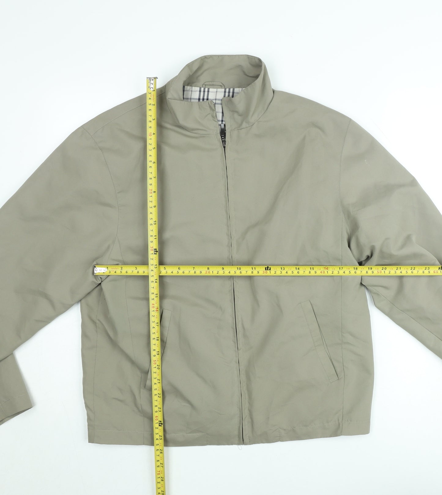 Primark Men's Beige Small Cotton Blend Full Zip Casual Jacket