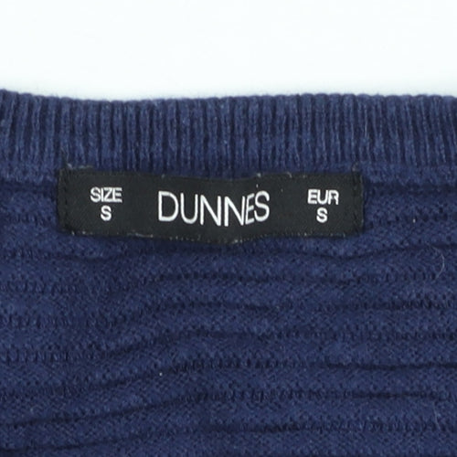 Dunnes Women's Blue Striped Crew Neck Cotton Knit Jumper Size S