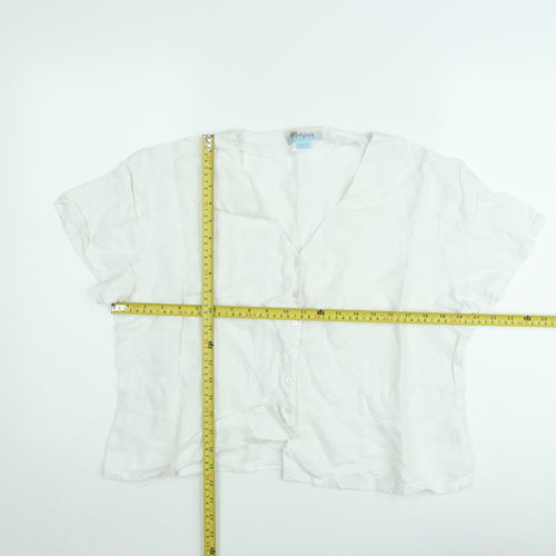 Monsoon Women White Cotton Embroidered Button Blouse Size 16