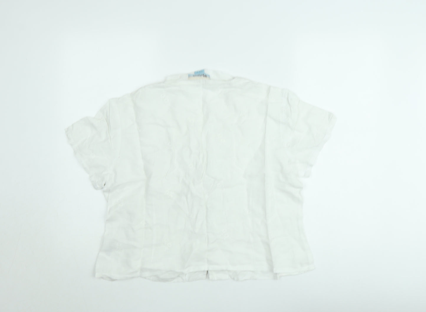 Monsoon Women White Cotton Embroidered Button Blouse Size 16